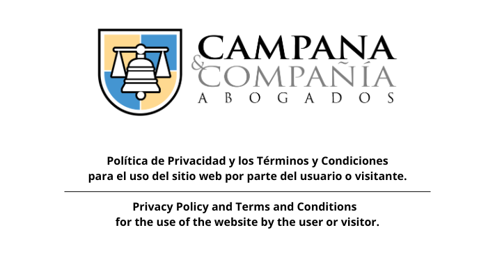 Portada para la Política de Privacidad y los Términos y Condiciones. del sitio web de Campana Abogados. Here's the translation: Cover for the Privacy Policy and Terms and Conditions of the Campana Abogados Website.